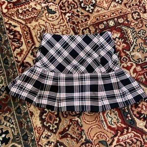 Iz Byer Black Plaid Pleated Mini Skirt with Pink Accent
